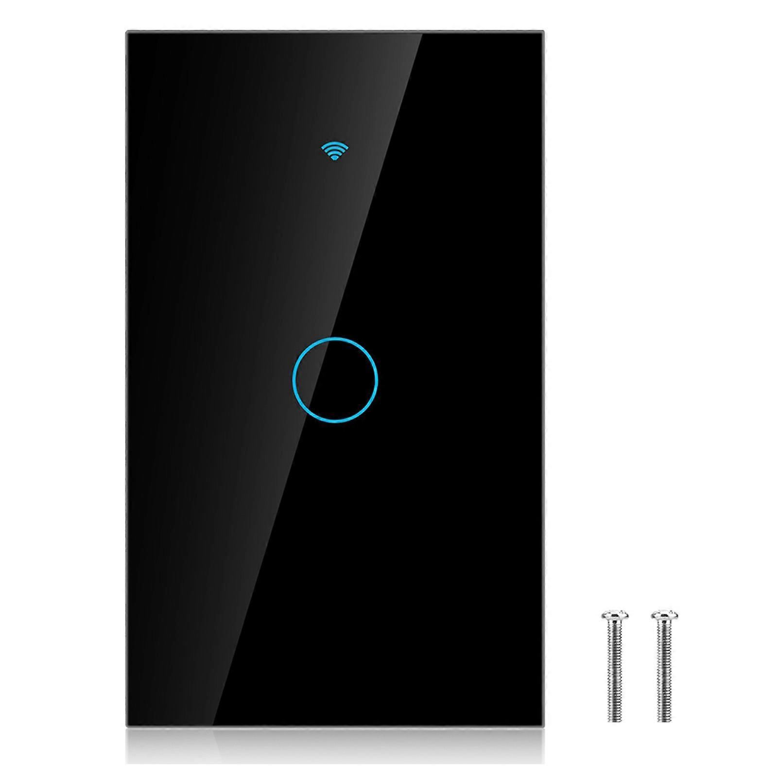 WiFi Touch Screen Switch Single Circle for Google 1?Way AC 90?250V (Black US Plug)