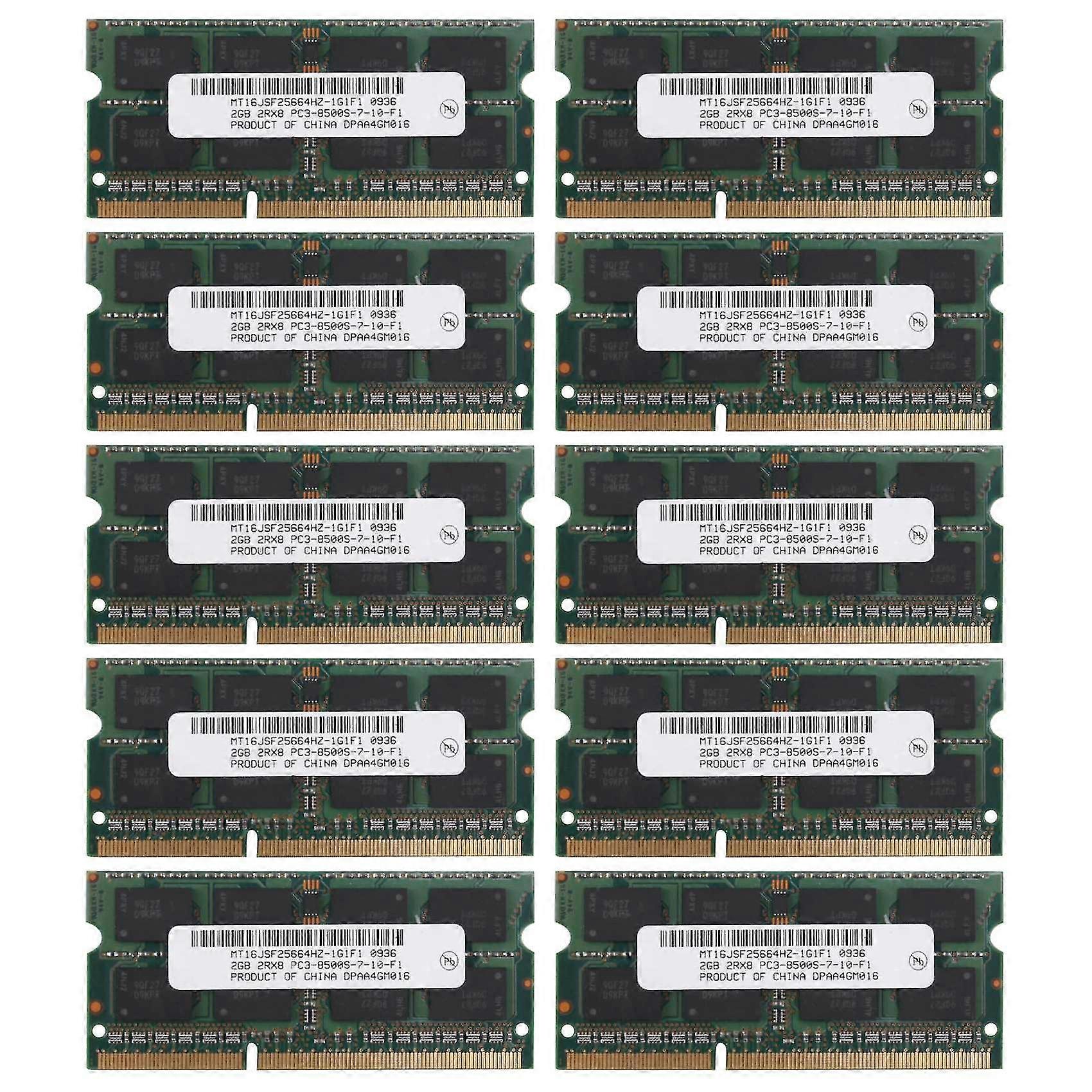 10x Ddr3 2gb Laptop Memory Ram 2rx8 Pc3-8500s 1066mhz 204pin 1.5v Notebook Ram