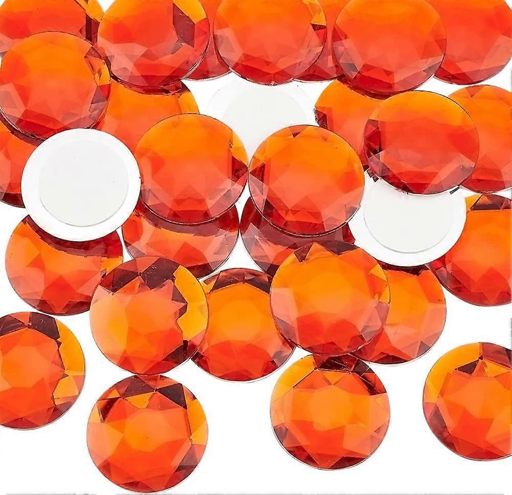 30 Pcs 40mm Flat Back Round Acrylic Rhinestone Stick On Plastic Gems Red Extra Large Self Adhesive Round Jewels Embelishments Crystal Circle Gems