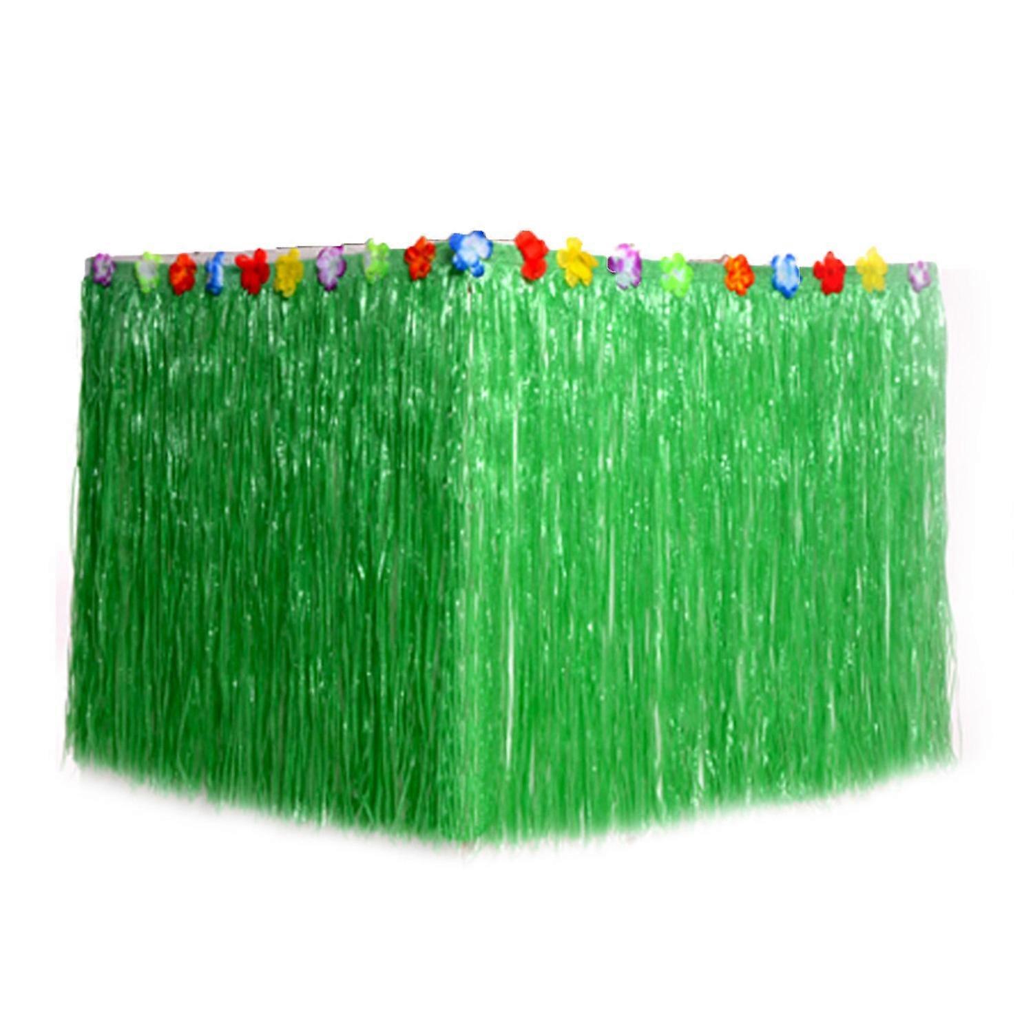 Hawaiian Theme Table Skirt with Flower Waterproof Reusable Dense Tropical Beach Jungle Parties Party
