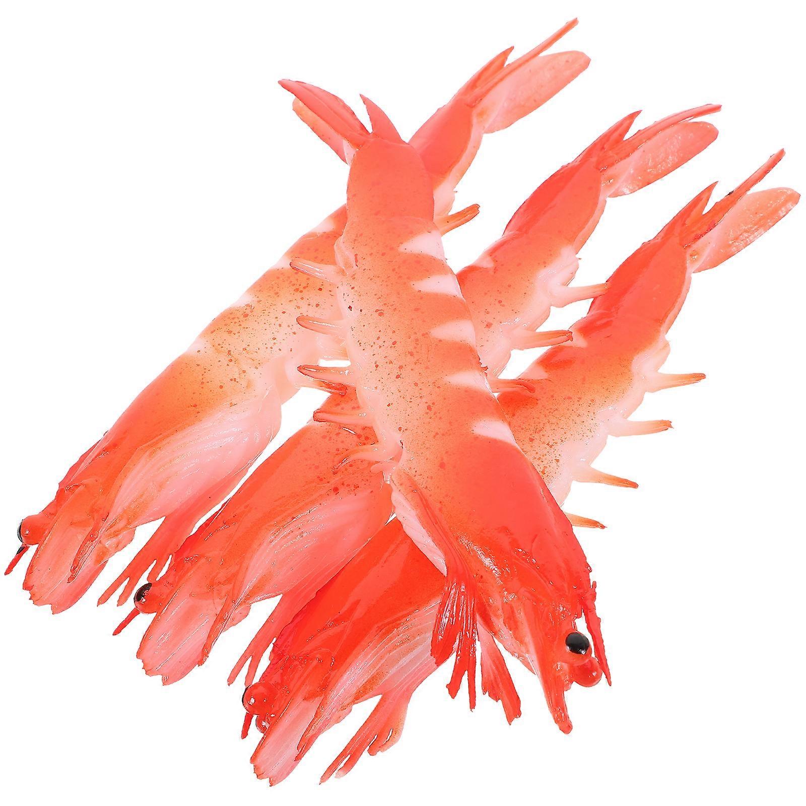 4pcs Artificial Shrimp Model Decor Simulation Shrimp Toy Home Desktop Adornment