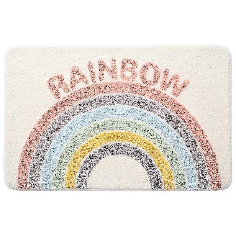 Rainbow Flocking Bath Mat, Bathroom Rug,24"x 16"
