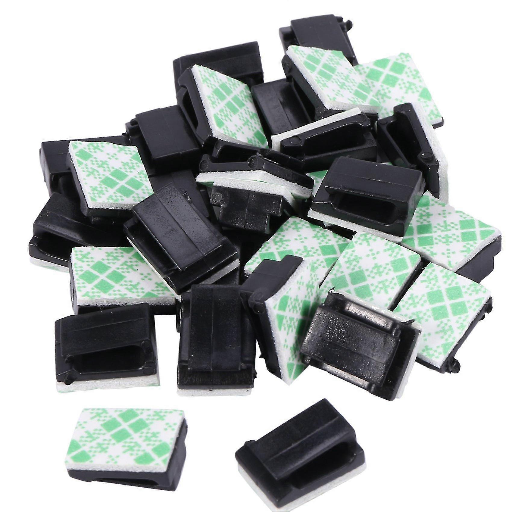 30x Cable Holder Cable Clip Cable Clamp Self-adhesive Black