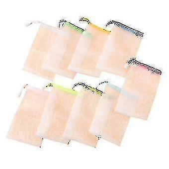 10 Pcs Soap Pouch,drawstring Foam Net Sack(color Random)