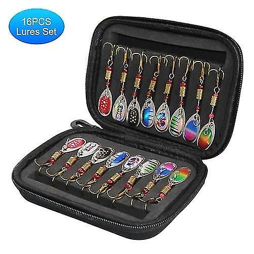 Fishing Baits Lures 16pcs Fishing Spoons Lures Metal Baits For Trout Bass Casting Spinner Fishing Bait With Storage Bag
