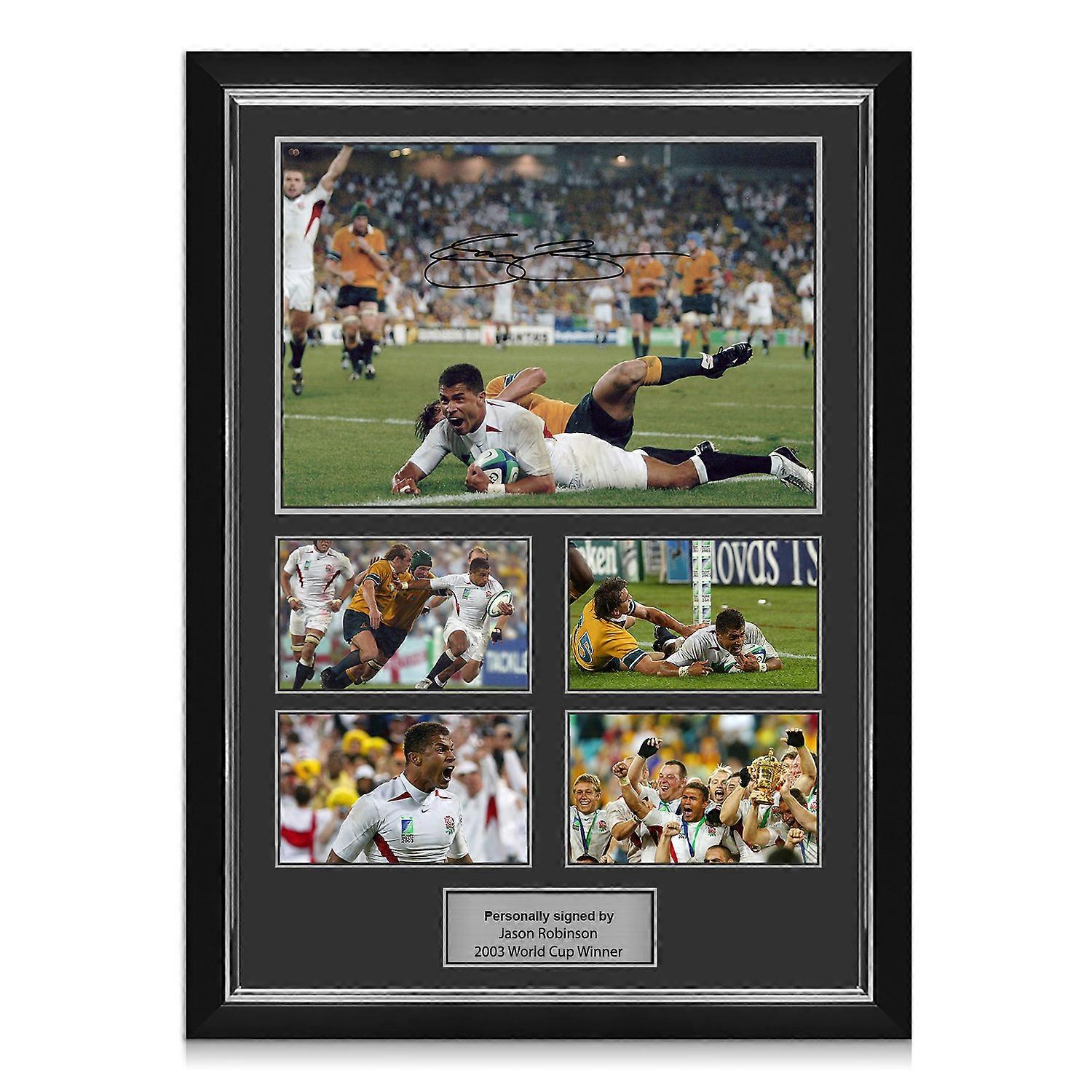 Jason Robinson Signed England Rugby Photo: World Cup Photo Presentation. Deluxe Silver