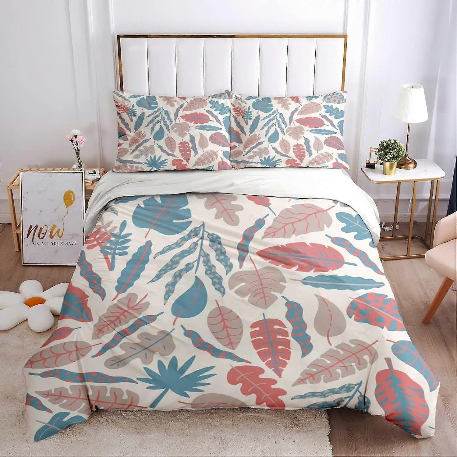 لطيف أوراق الطقم الفراش الحديثة ، نمط الكرتون 155 × 220 سم 3D طباعة غطاء لحاف ، ستوكات لحاف سحاب إغلاق 2 كيس وسادة