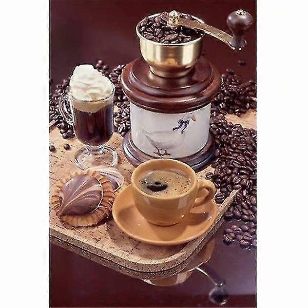 Diy 5d Full Round Rhinestone Coffee Diamond Embroidery Painting Cross Stitch Home Decor