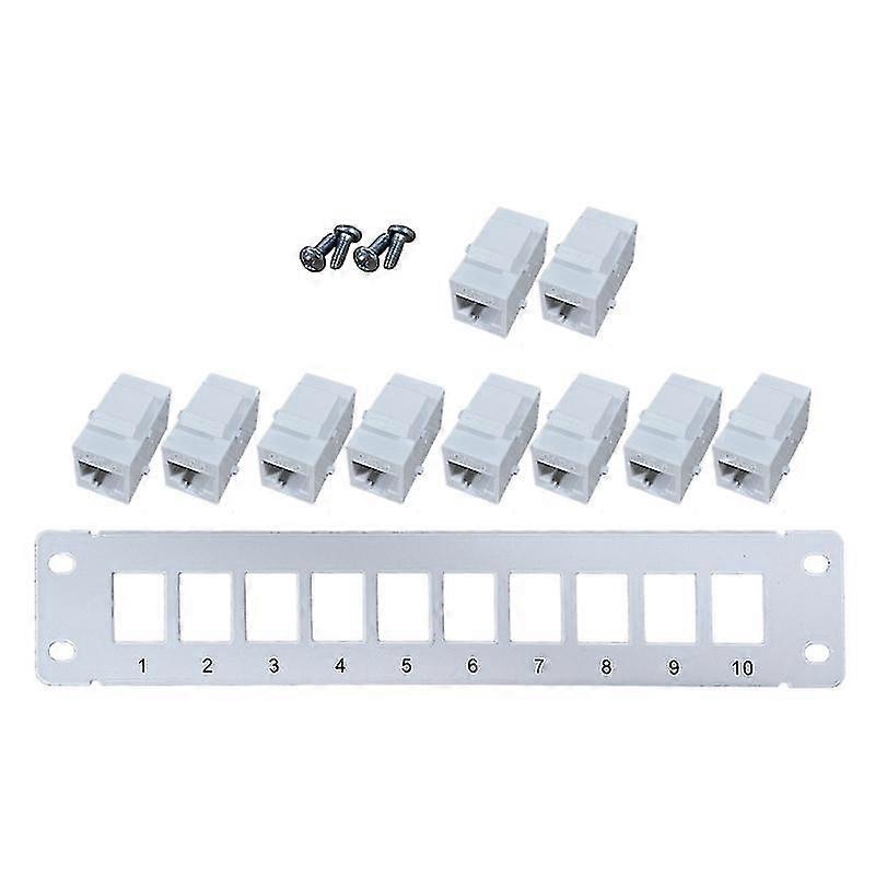 لوحة التصحيح 10 منفذ Cat6 مع حجر الزاوية المضمن 10G تمرير من خلال قارنة التوصيل لوحة التصحيح
