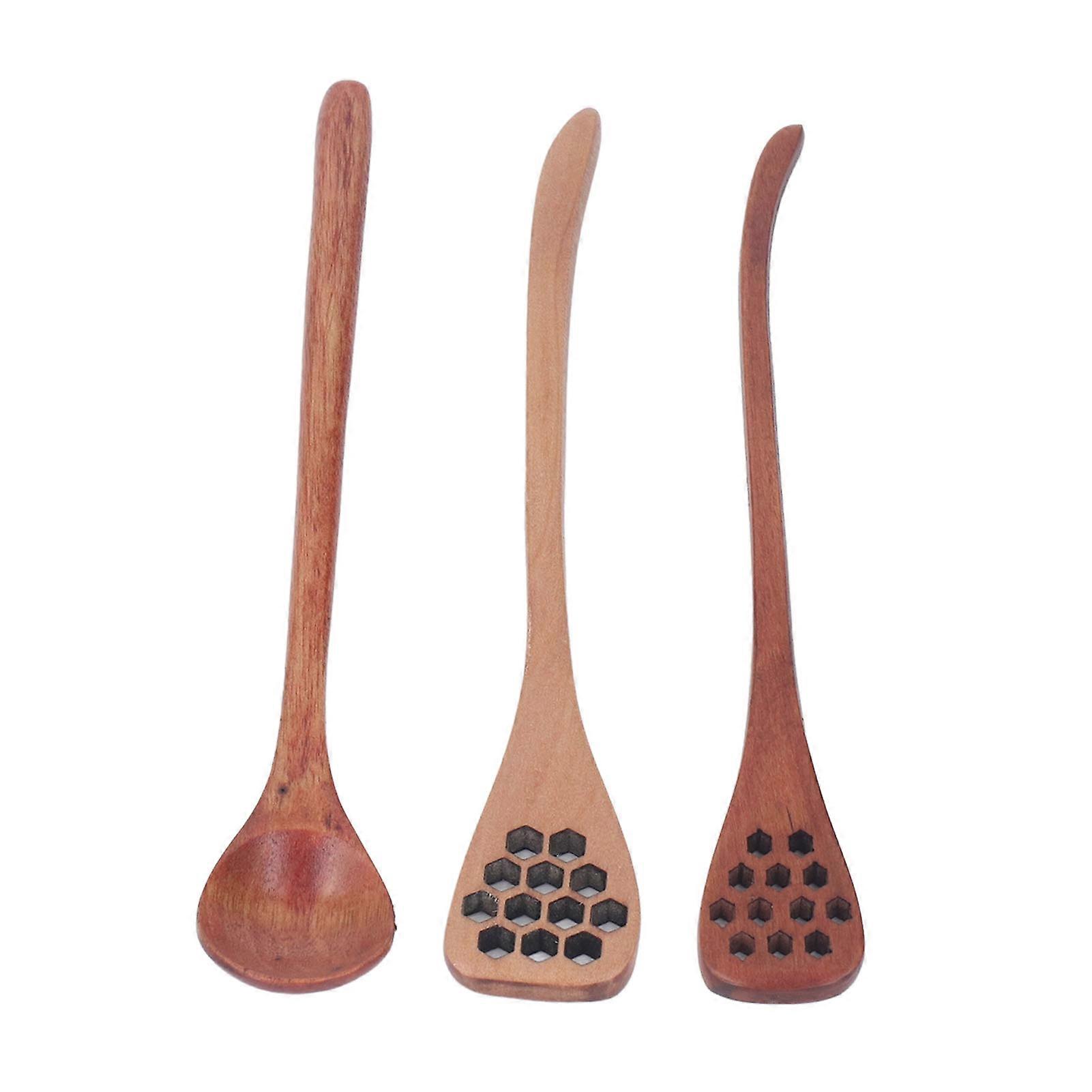 3pcs Honey Dipper Stick Multipurpose Long Handle Reusable Wooden Honey Dipper Spoon for Honey Coffee Tea