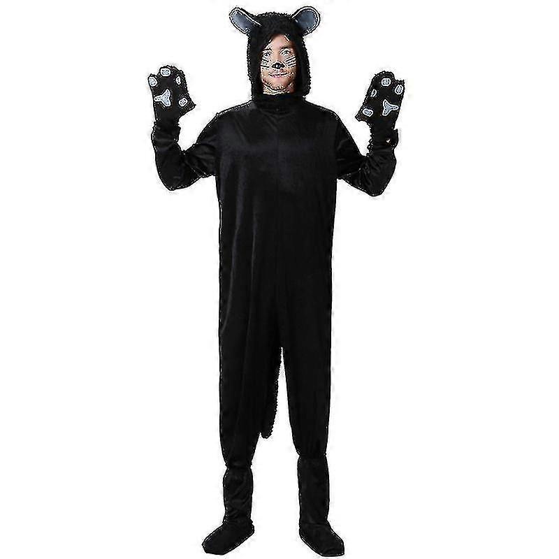 هالوين زي القط الأسود زوجين زي الرجال القط الأسود Onesie الحيوان لعب اللباس