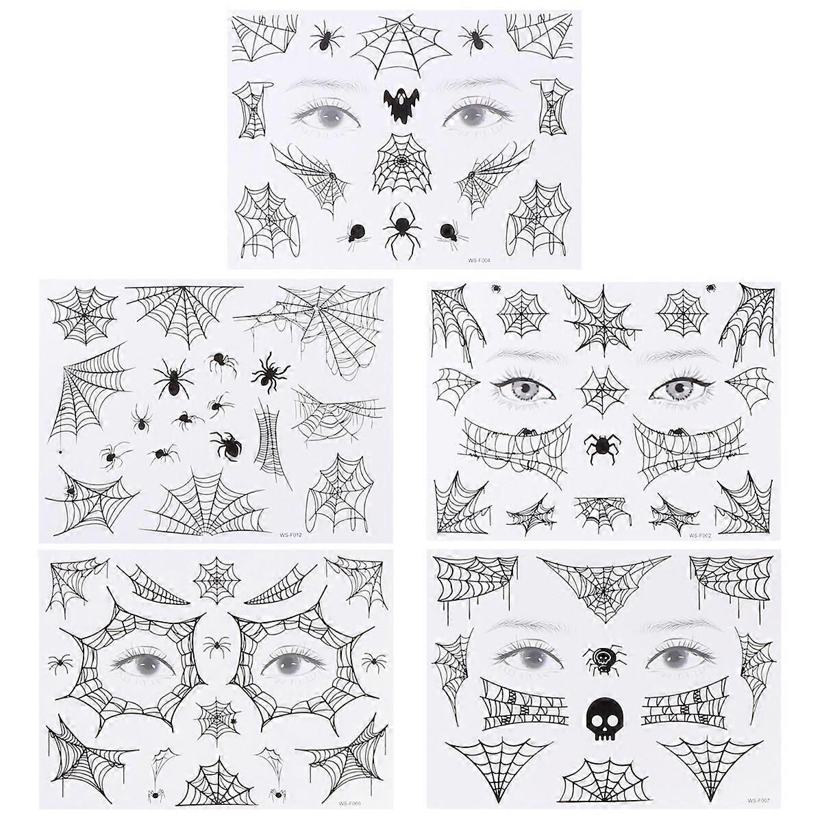 5 Sheets Halloween Face Spider Temporary Face for Cosplay Party