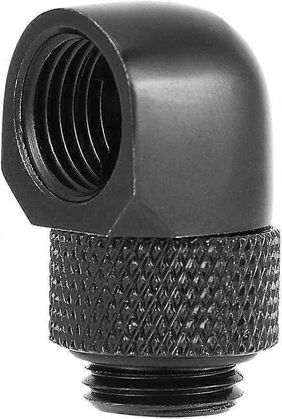 ZK-90 Degree Elbow Fitting, Water Cooled PC G1/4 Two Contact Connectors Compact and Flexible Elbow Fitting, Easy to Tighten and Unscrew Hose (Black)