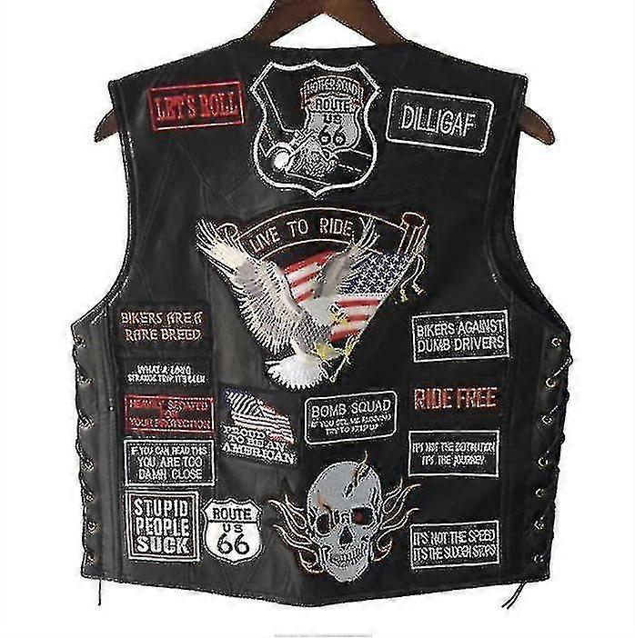 Men's Super Cool Black Biker Vests Leather Vests