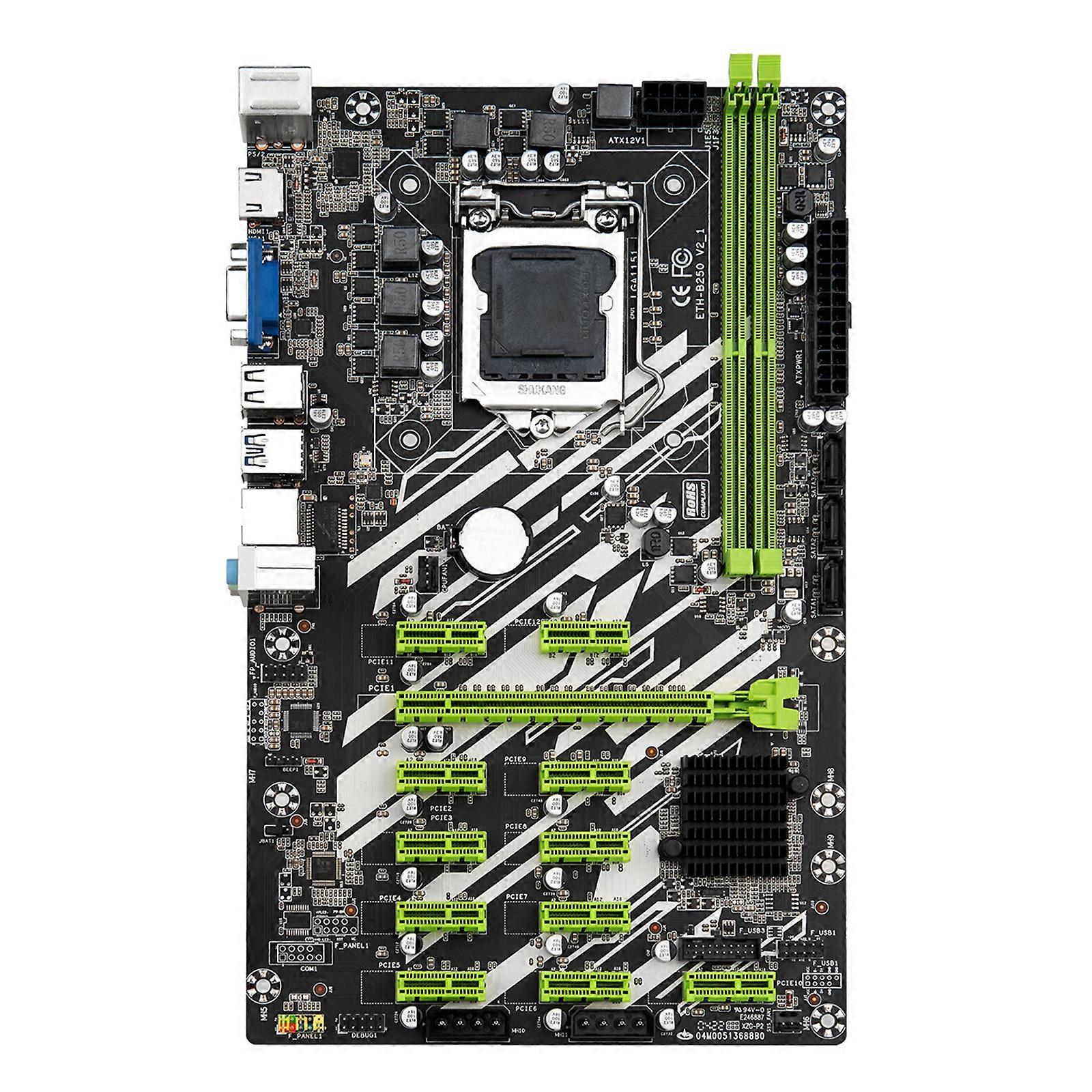 B250 BTC Miner اللوحة الأم DDR4 LGA 1151 تدعم 12 PCI-E بطاقة رسومات VGA