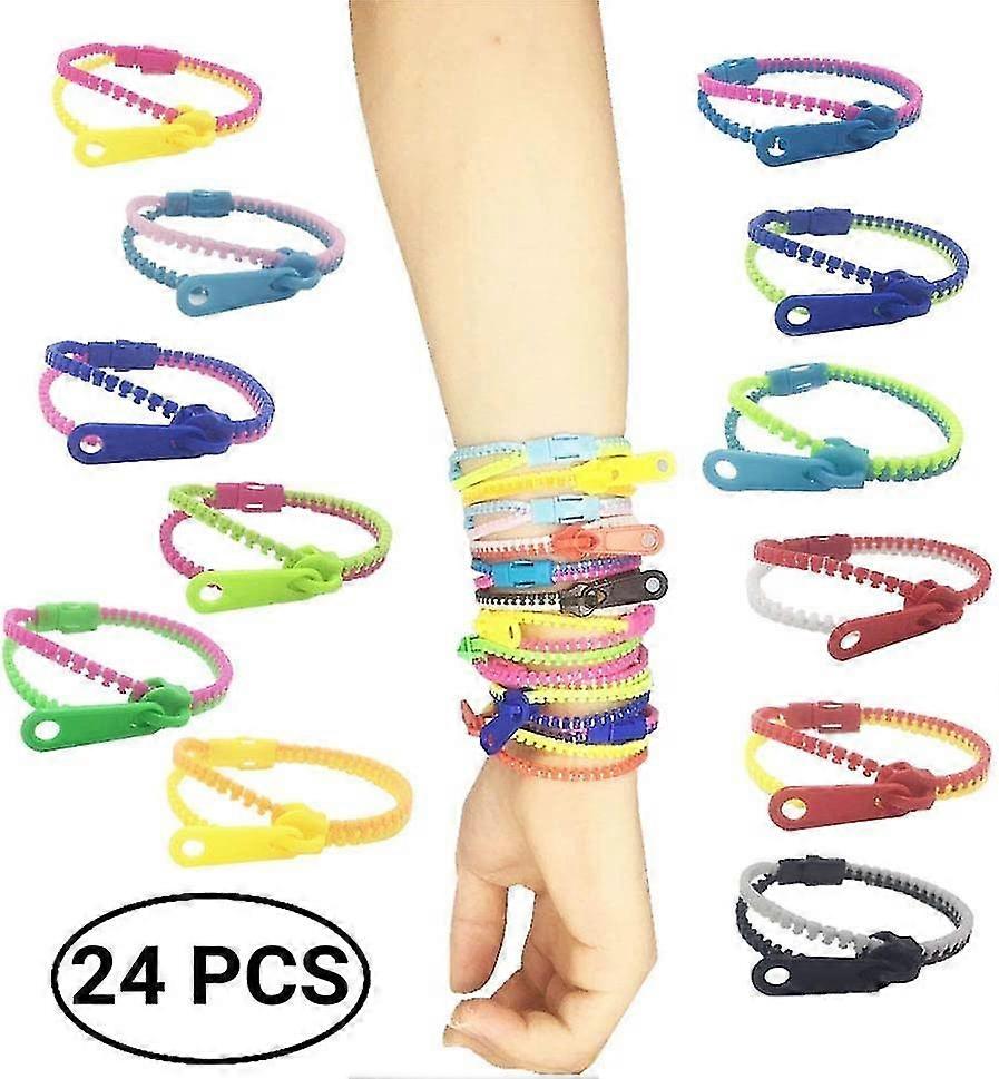 Mciskin Friendship Fidget Zipper Bracelets,sensory Toys Bulk Set Neon Colors,easter Egg Basket Stuffers(24pcs,color Random)