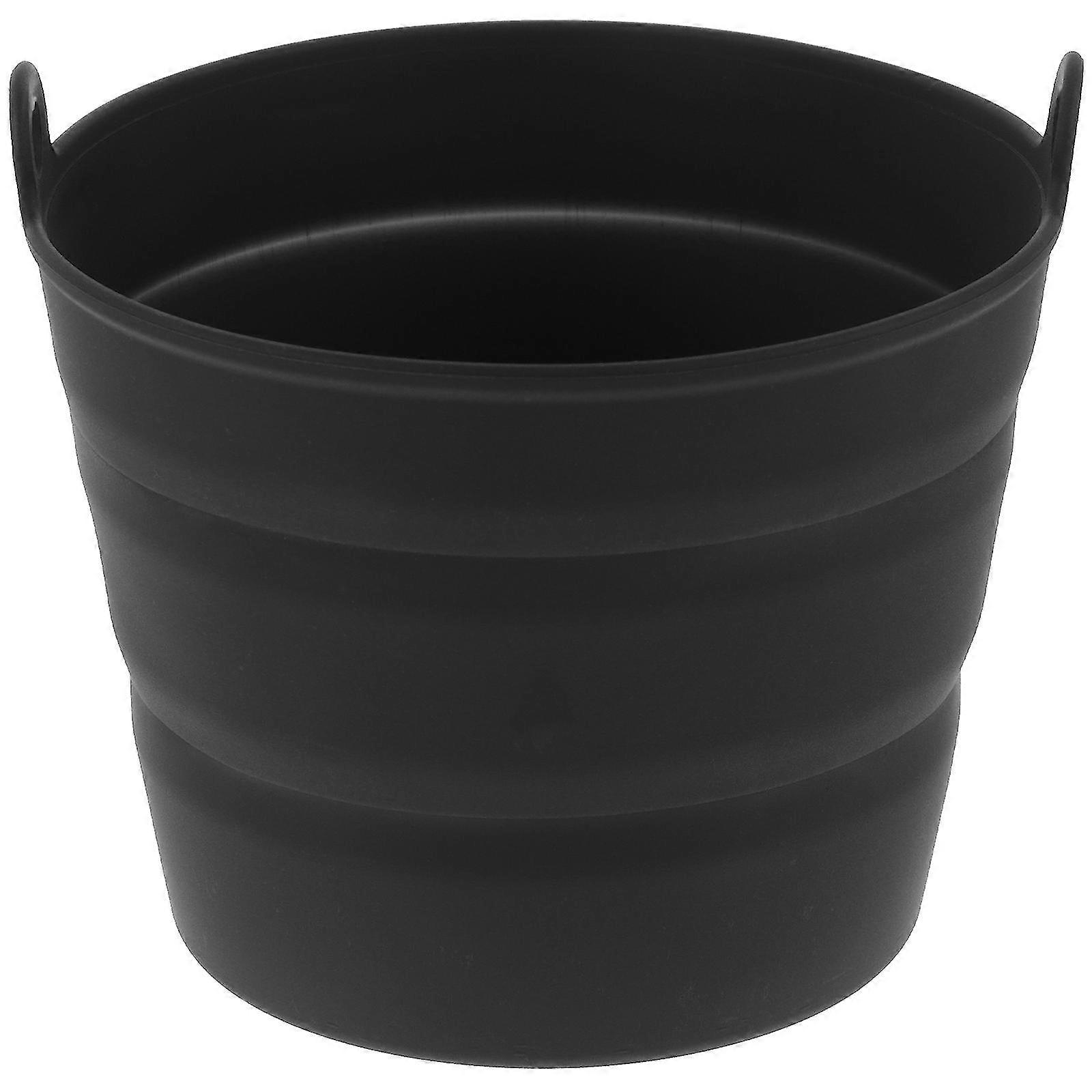 Silicone Foldable Bucket Grill Accessory Grill Oil Bucket Liner Silicone Bucket Barbecue Bucket Black
