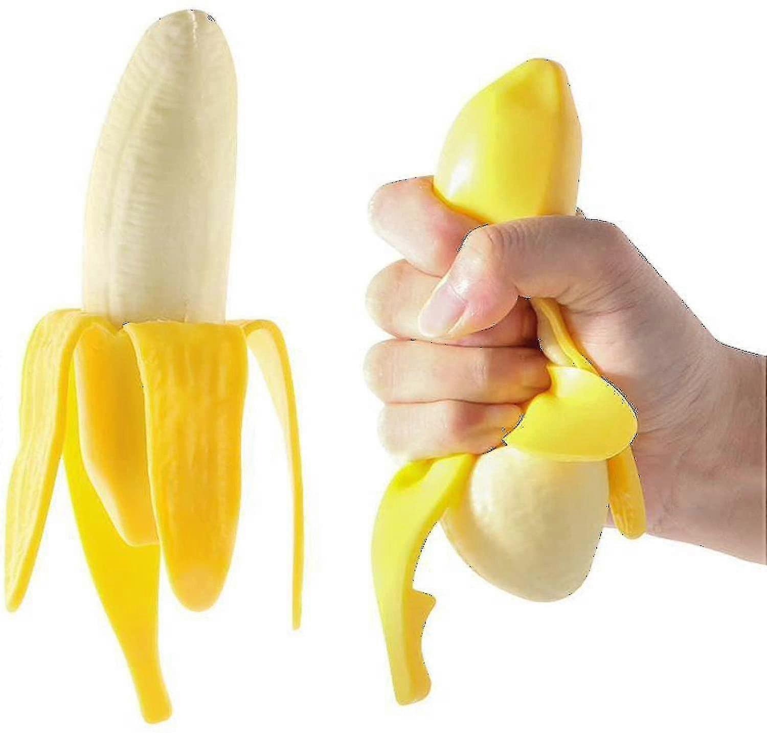 2 Pcs Decompression Toys, Banana Simulation Decompression Toys, Slow-playing Toy Food Models
