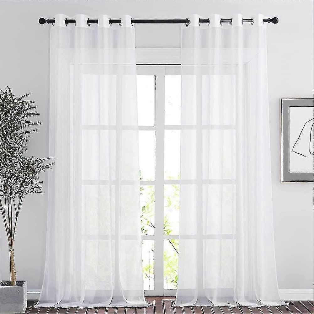 Living Room Sheer Curtains - Set Of 2 Sheer Curtains White 150*250cm Modern