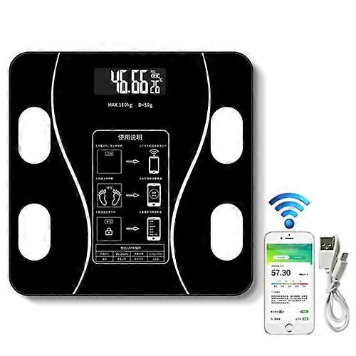 Household Smart Body Fat Electronic Weighing Scale, USB Charging Version (Black)
