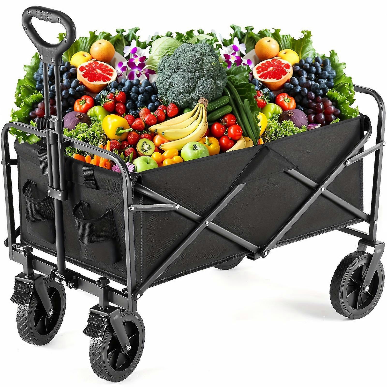 Collapsible Folding Wagon Cart Camping & Shopping Heavy Duty Utility Wagon With All-Terrain Wheels