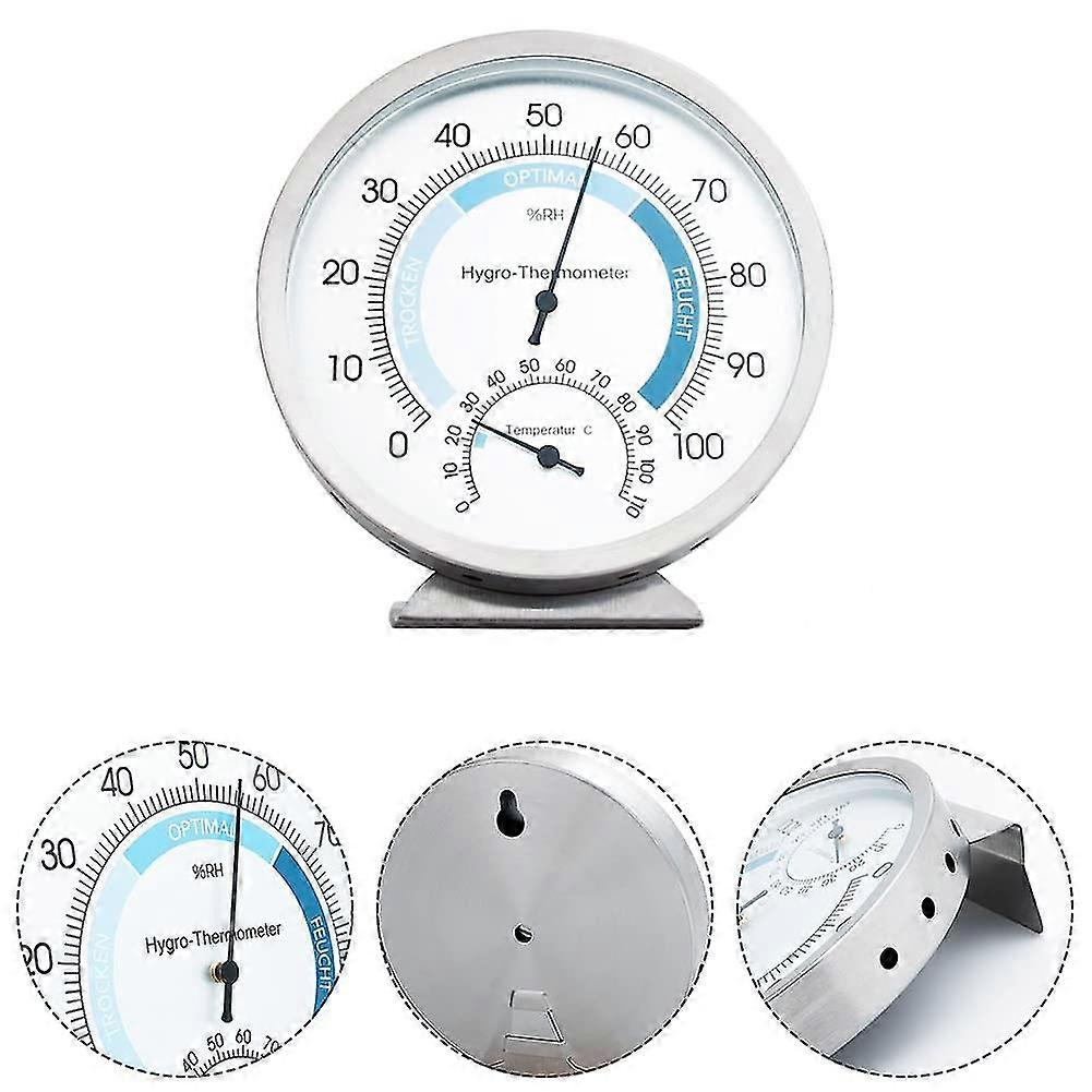 Round Thermometer And Hygrometer,with Stand,simple And Easy Pressure Measurement,0 To +100