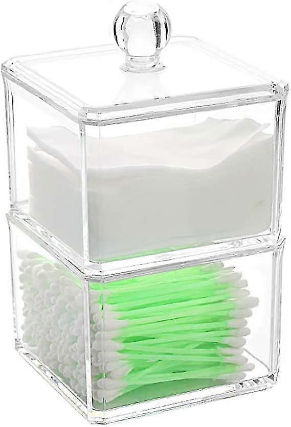 Acrylic Cotton Swabs Holder Box Storage Box Cosmetic Makeup Storage Box For All Your Cosmetics (white-1)