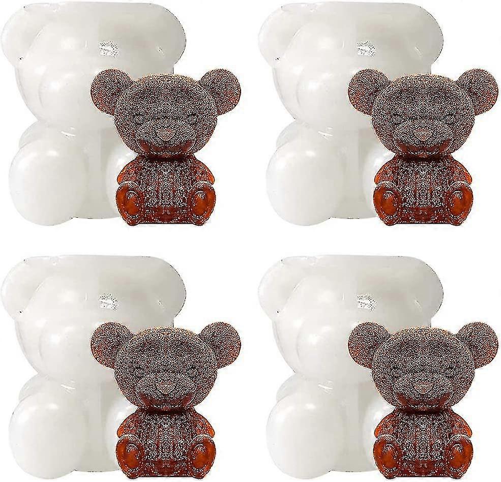 4 Pieces Ice Cube Form Made Of Silicone, 3d Teddy Bear Form Ice Cube