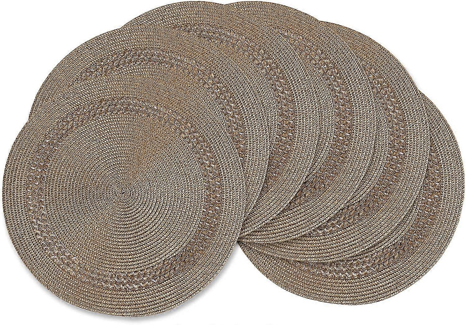 Round Braided Placemats 15 Inch Round Table Mats For Dining Tables Polypropylene