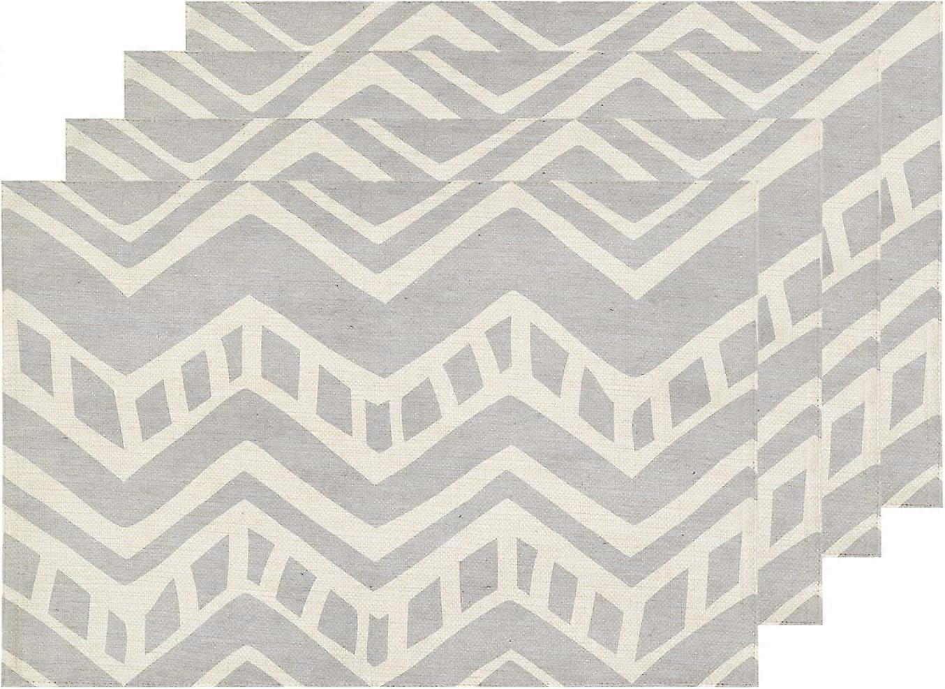 Gray Geometric Aztec Placemats, White Southwest Table Mat Linen Burlap Washable Double-Deck Heat Insulation for Dining Table Kitchen Table Set of 4 (1