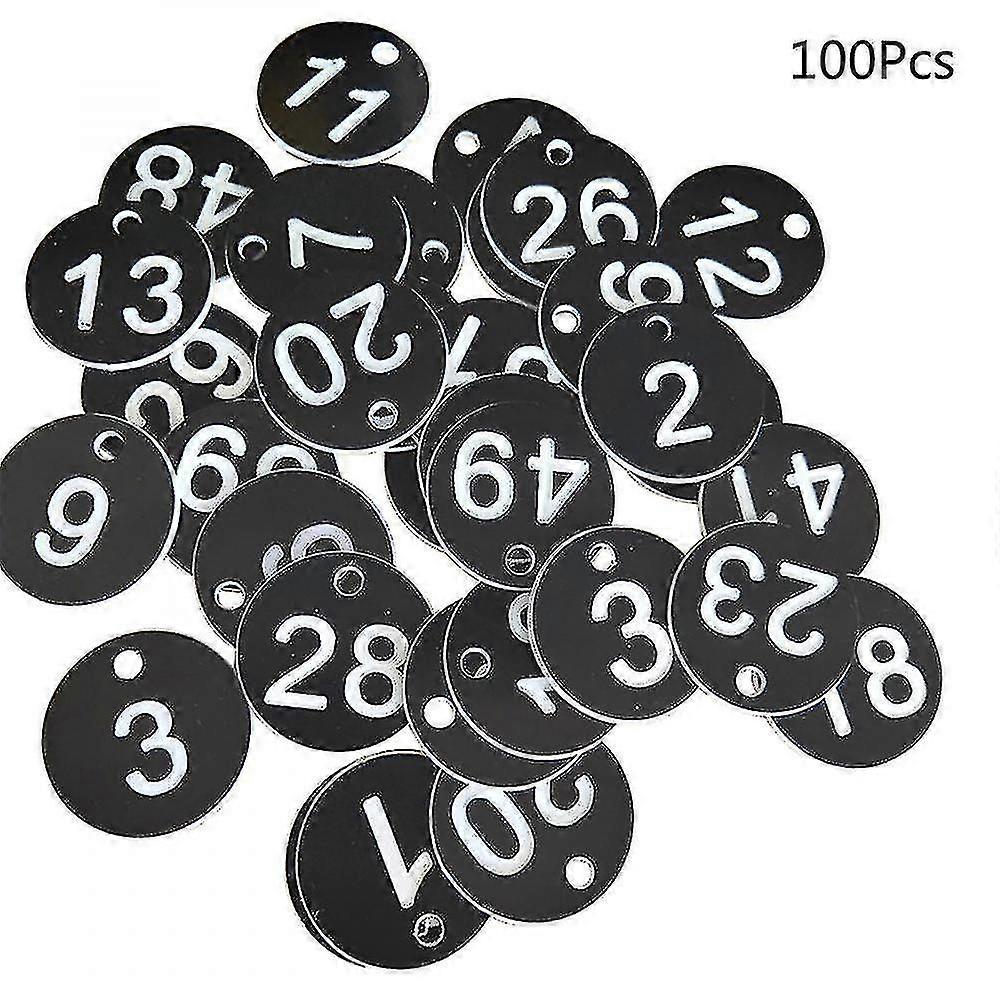 100pcsプラスチックID番号タグ1-100刻印番号IDタグキーリングGDS用に着色