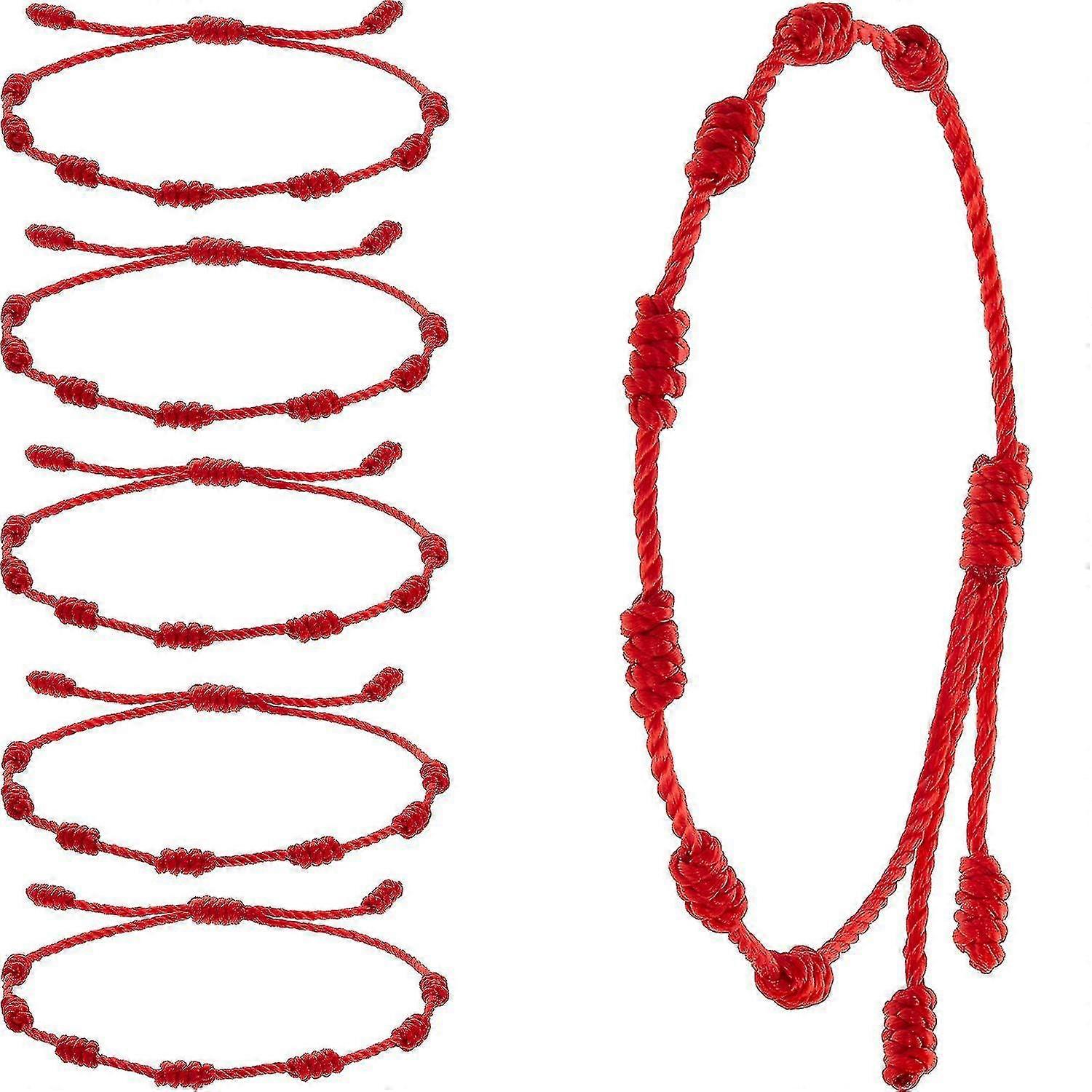 6 Pieces Summer String Bracelets Red Bracelet Red Cord Adjustable Bracelet Red