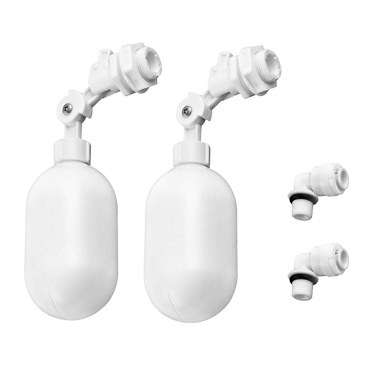 2pcs Adjustable Water Filter Float Ball Valve Plastic Float Faucet with 1/4" (6.4mm) Fish Aquarium Connection