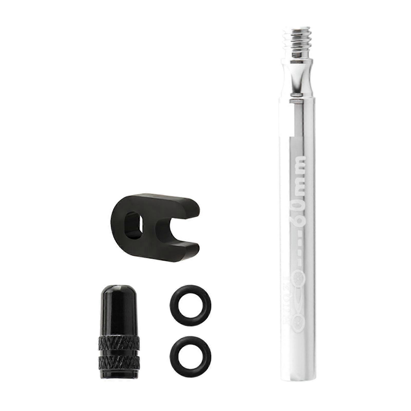 Presta Value Extender Values Extension with Core & Adaptor 1pc Silver 60mm