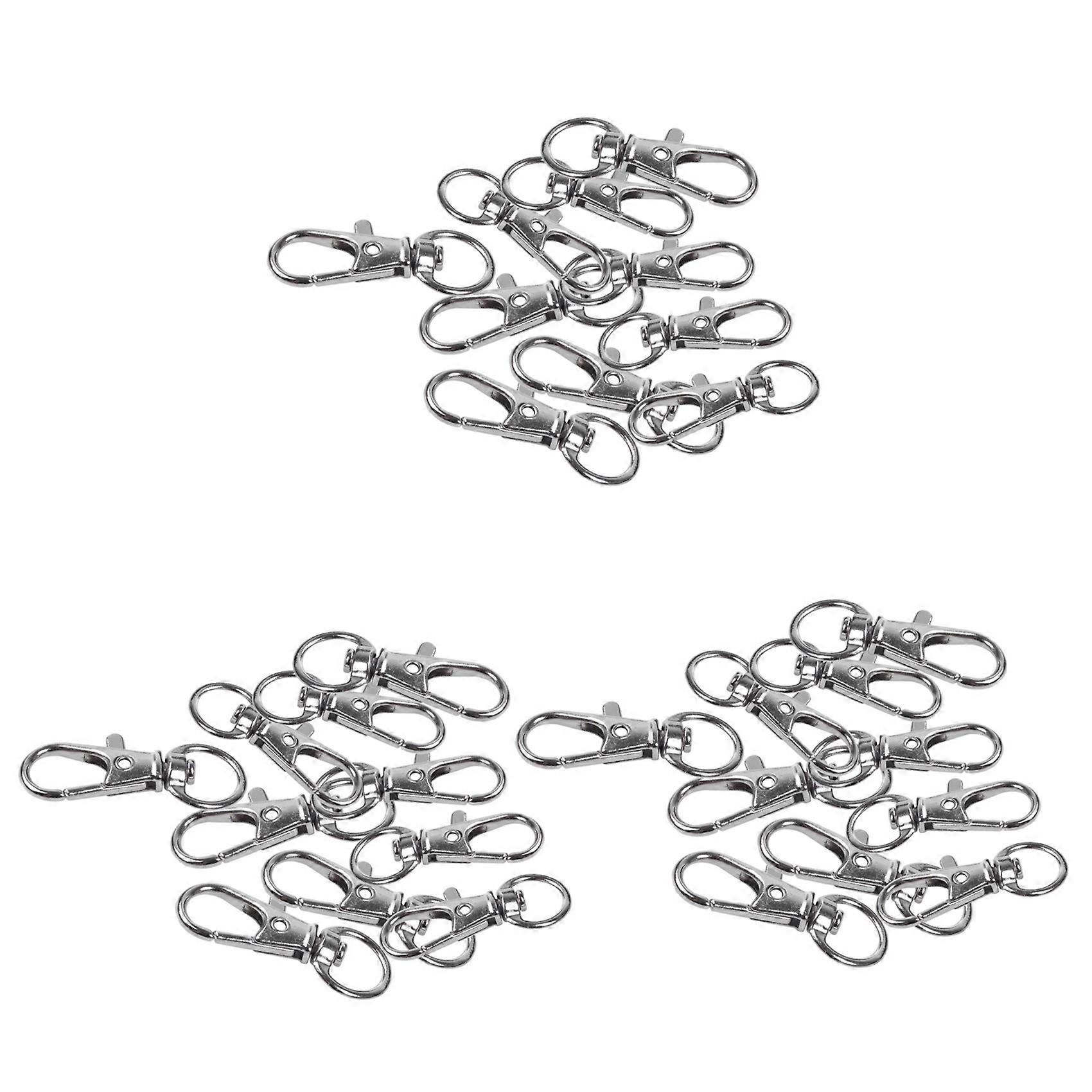 30Pcs Metal Clasp Swivel Trigger Clips Snap Hooks Key Ring Bags DIY Craft Silver