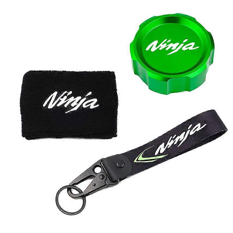Redkid For Kawasaki NINJA 1000SX ZX6R ZX10R 2021 Motorcycle Accessories Front Brake Fluid Cylinder Cap Oil Reservoir Tank Sock Keychain Black-combo