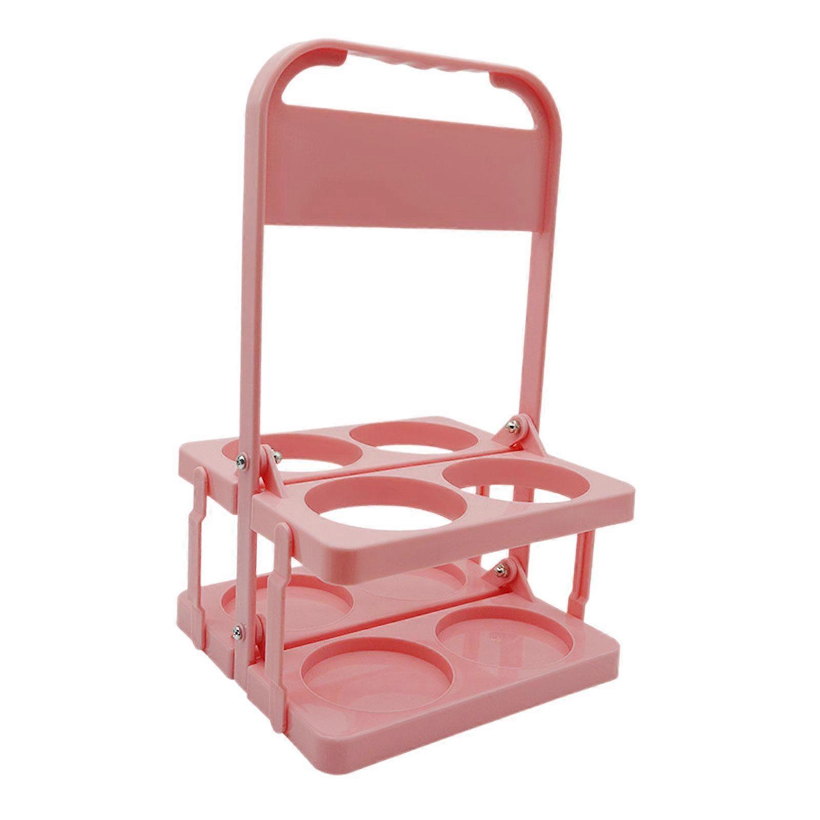 Water Bottle Carrier Folding 4 Bottles Capacity Portable Basket Beer Carrier Pink
