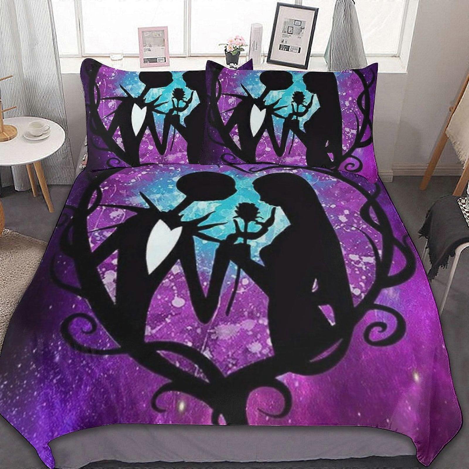 bedding set CA644 The Nightmare Before Christmas 3 Pcs Bed Sheets Set Breathable Duvet Cover with 2 Pillow Sham Soft All Seasons Bedding Set Multiple