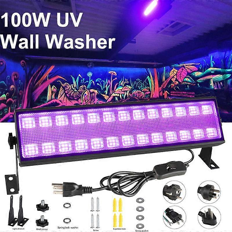 100W 80 LED Black Light Bar Flood Light for Halloween Glow Fluorescent Party Bedroom Game Room Body Paint Stage Lighting