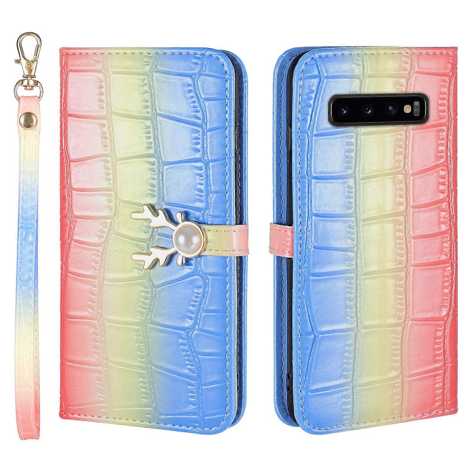 Elk Pattern Phone Case for Samsung Galaxy S10 Plus with Card Holder, lanyard, PU Leather Material, Wallet Function, Corner Fall Protection