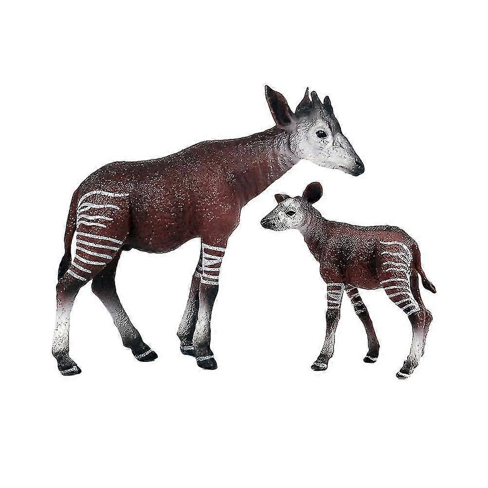 2pcs Child Cognitive Simulation Static Solid Wild Animal Model Okapi Model Decoration Toy