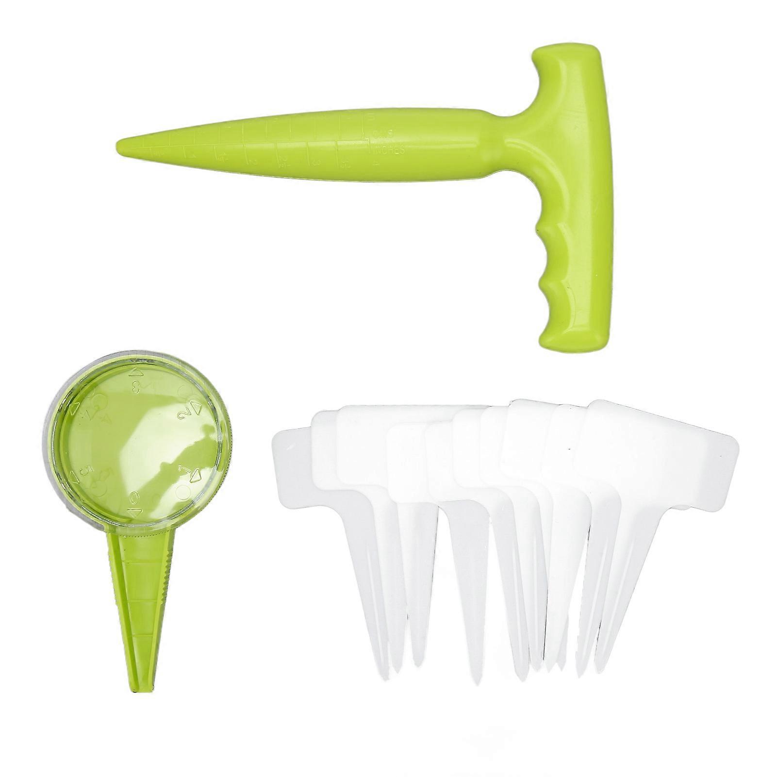 12pcs Seed Dispenser Planter Tool Set Seeder Sower with 5 Dial Settings Plant Dibber with Measurements 10 Plant Label