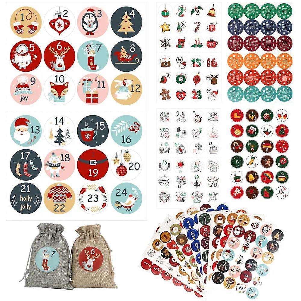 2023 Advent Calendar Advent Calendar 1-24 Number Sealing Sticker Multifunctional DIY Gift Box Candy Cookie Pack Label Decor Christmas Advent Calendar