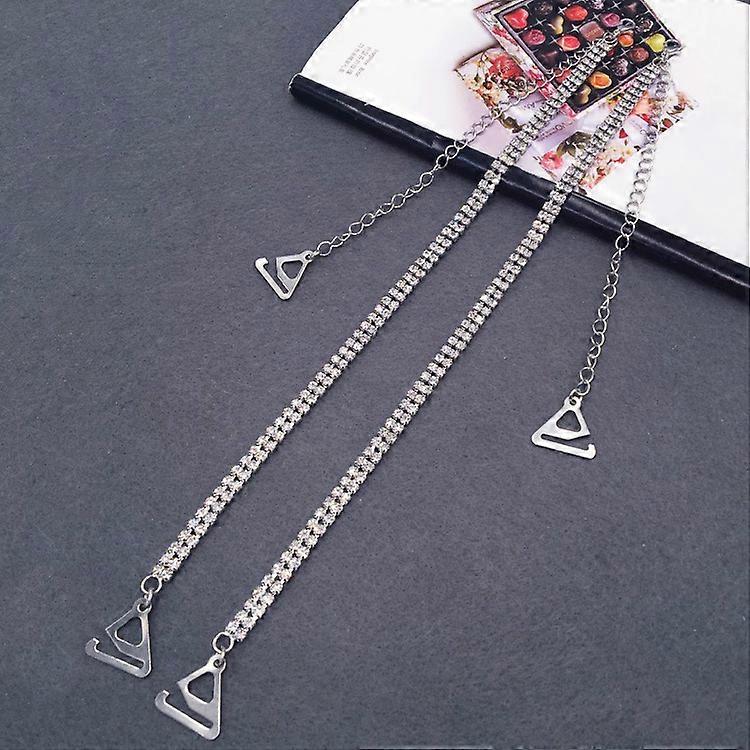 1PCS (Silver) Pairs of Invisible Non-Slip Adjustable Rhinestone Bra Straps