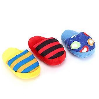3PCS Plush Pet Slipper Shape Sounding Teeth Cleaning Protection Chewing Biting Interactive Training Toy for Dogs