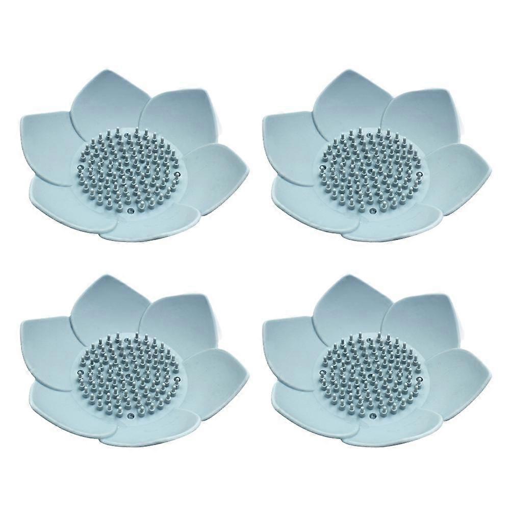 Set van 4 Lotusbloemen Zeepbakje met afvoer Siliconen Zeephouder Antislip Flexibel Zeepbakje, Groen