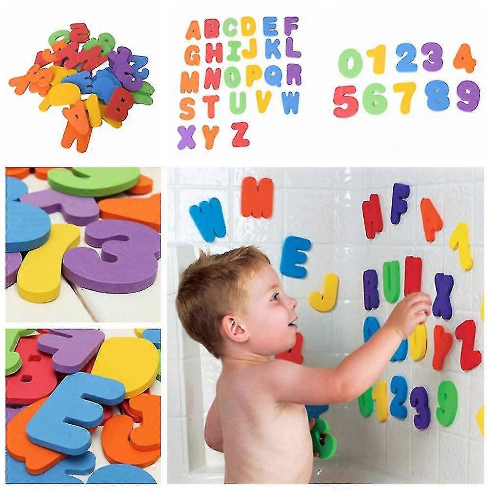 36pcs Baby Kids Toddler Alphabet A-z 0-9 Foam Letters Numbers Bath Tub Stick Toy