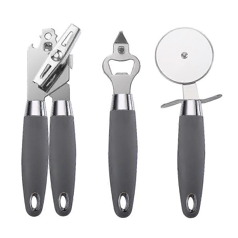 3pcs Rubber Plastic Handle Stainless Steel Kitchenware