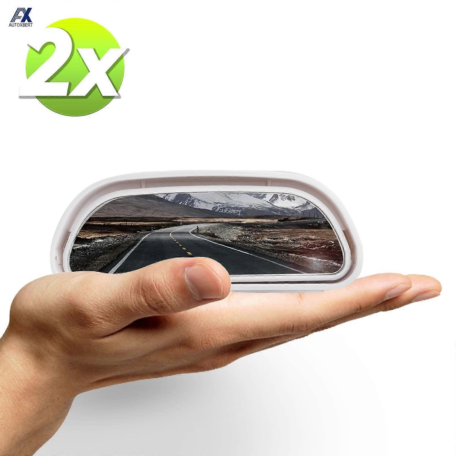 2x Car White Side Blind Spot Convex Mirror Blindspot Rearview Rear View Parking Mirror Auxiliary Accessories 360Degree Rotatable