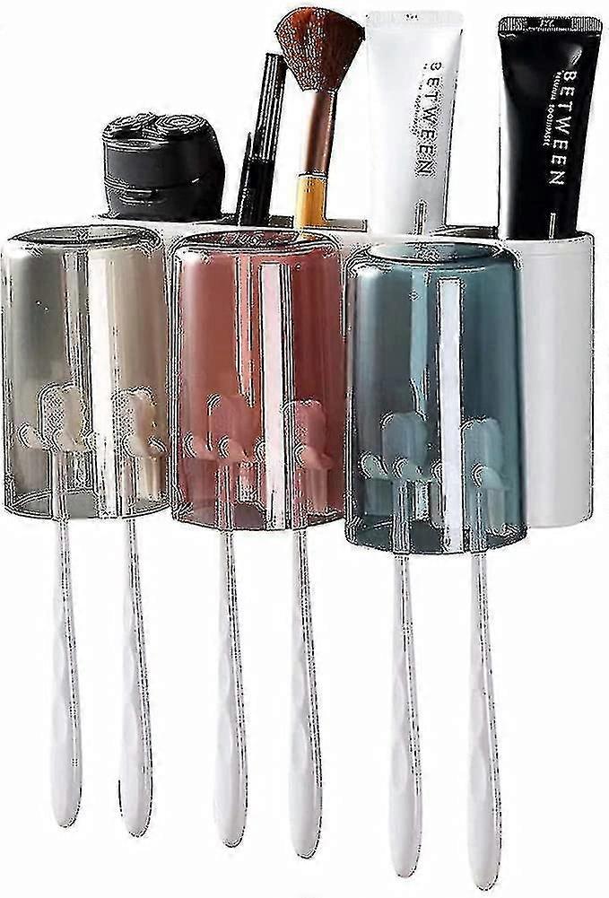 Wall-mounted Toothbrush Holder With 3 Cups - Toothbrush Holder Set